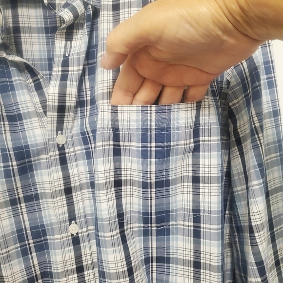 Black Brown 1826 Navy Plaid Button Front Long Sleeve Shirt 100% cotton, Size XL - Picture 4 of 6